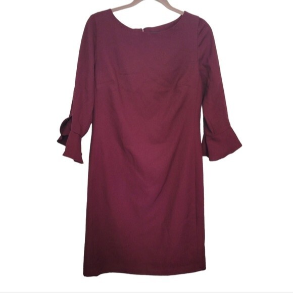 Karl Lagerfeld Paris Lynn Ruffle Dress in Plum Red/Purple Size 10 - Picture 1 of 5